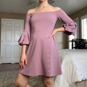 ASOS Bardot off the shoulder balloon sleeve dress